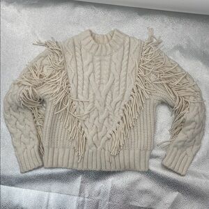 H&M Cream Cable Knit Sweater with Tassels